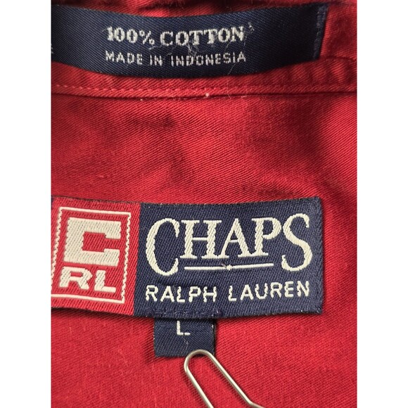 Vintage Chaps Men's Large Red Long Sleeve Button Up Shirt - Picture 4 of 8